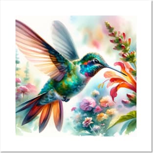 Colorful Hummingbird - Watercolor Bird Posters and Art